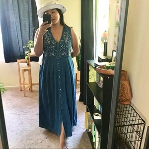 NWOT Vintage Jane Ashley Denim Maxi Dress 🌱